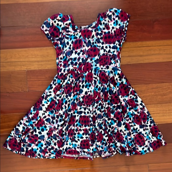 LuLaRoe multicolored sundress with flutter sleeves and crew neck - Picture 4 of 4